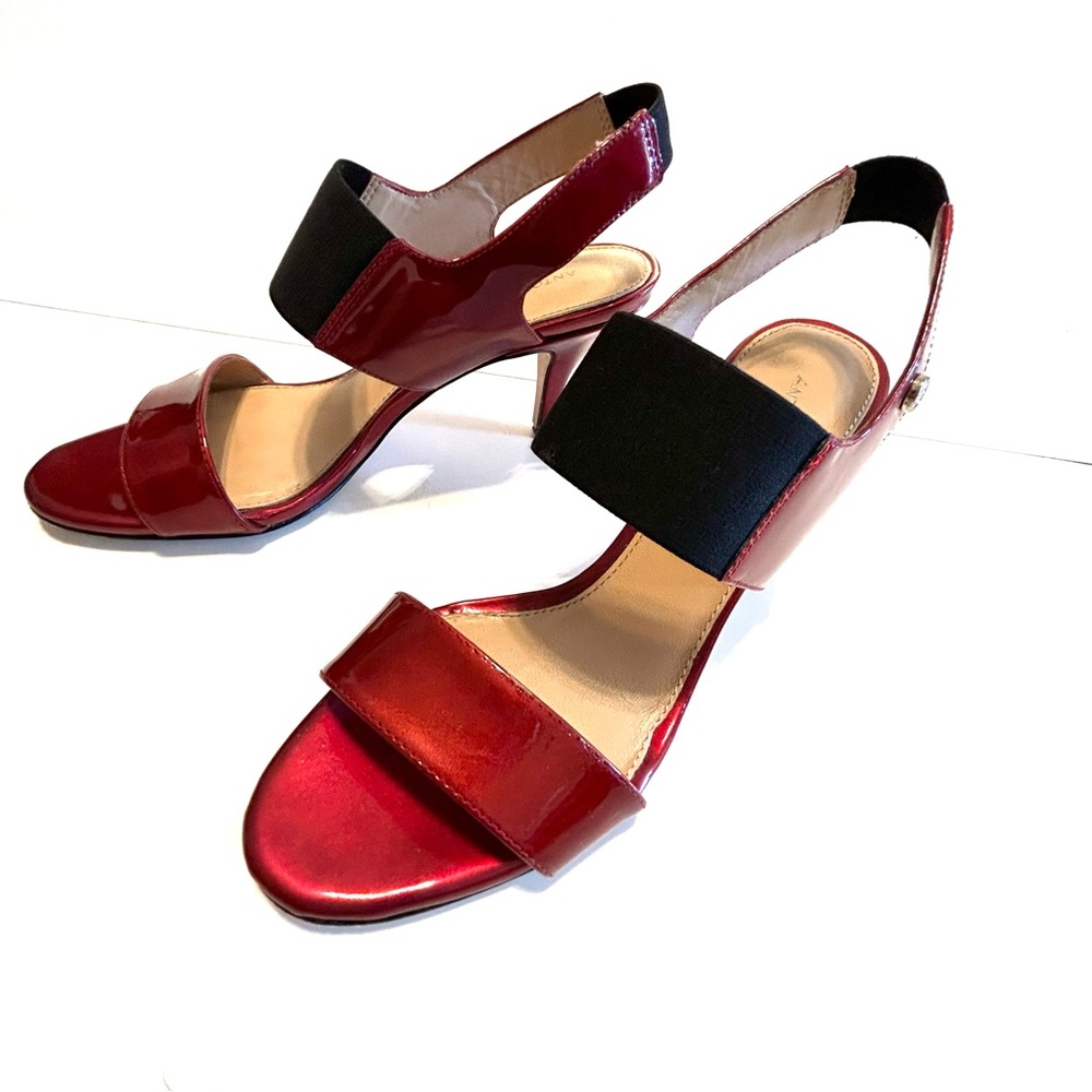 Antonio Melani Patented Leather Blood Red Sling Heel Worn Once Size 8.5
